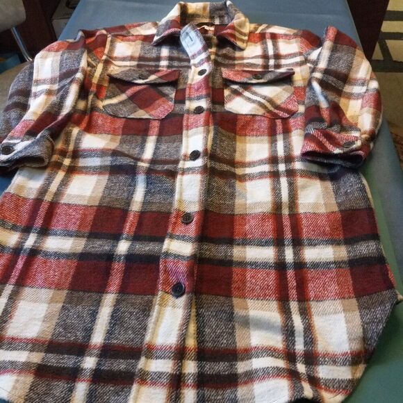 Maurices Lg Long Sleeve Plaid Button Down Tunic/Dress w/Pockets Countrycore Warm - Picture 1 of 8